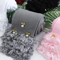Mickey Beads Leggings Princess Soft Girls Skinny Leggings Candy Color Lace Ruffles for Baby Girl Kids Children Costume Pants 4