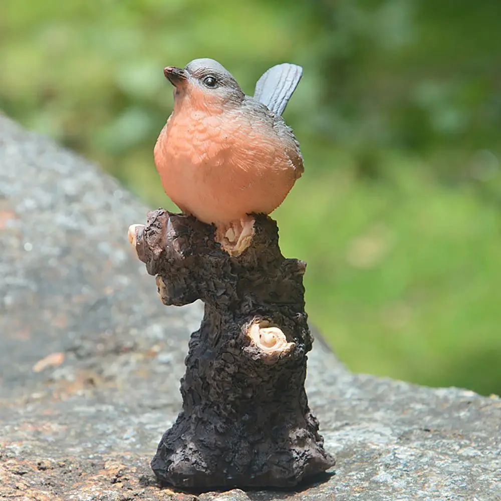 Resin Ornaments Garden Statue Garden Decoration Resin Statue Resin Handicraft Ornaments Resin Ornament Animal Ornaments Artificial Feather Bird Decoration Lifelike Bird Statue Sparrow On Branch Kingfisher Figurine Animal Sculpture Bonsai Decoration Fairy Garden Micro Landscape Resin