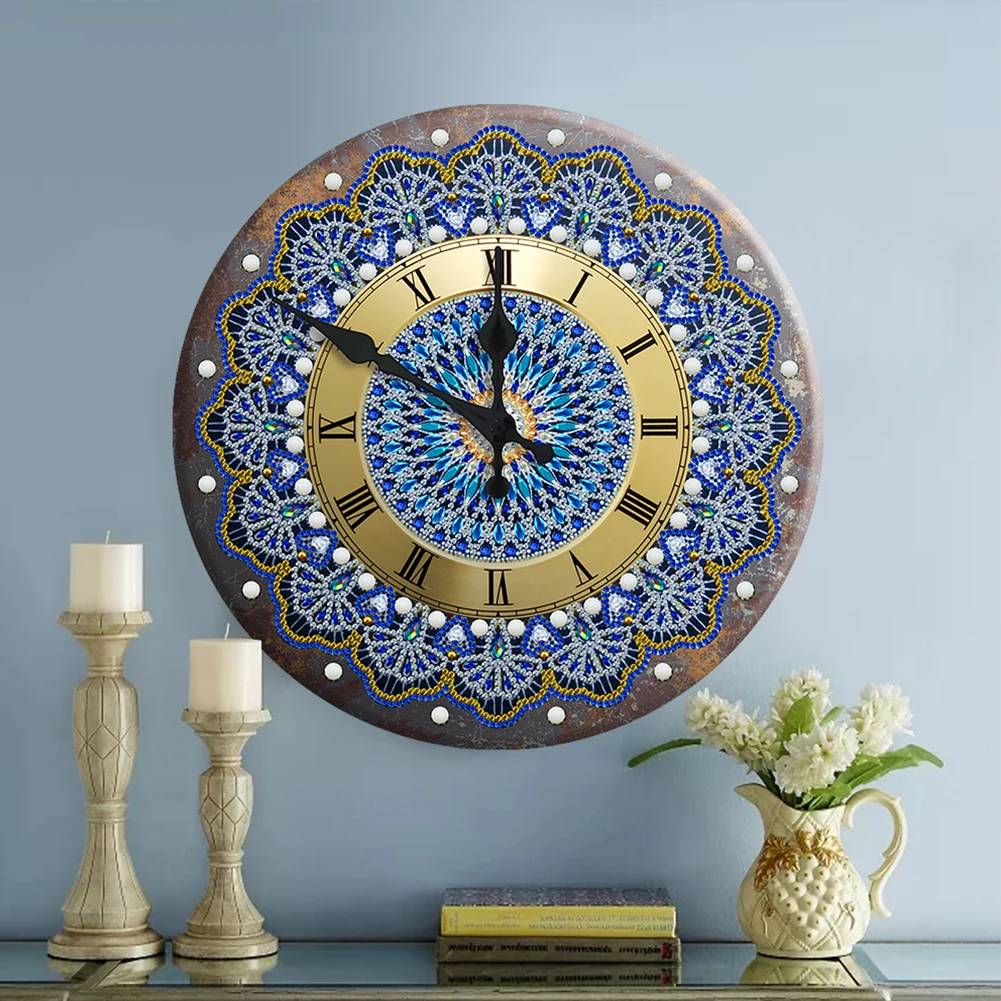 Diamond Painting Antique Clock Partial Special Drill Mosaic Wall Art Picture of Rhinestone Metal Picture Home Decoration