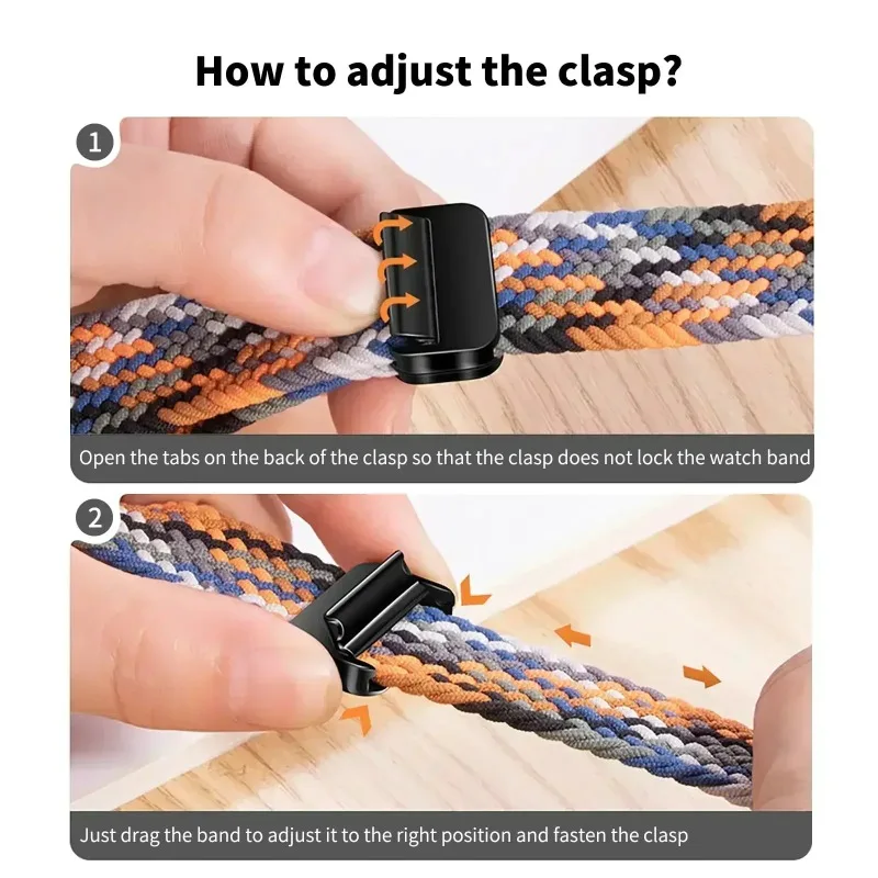 Braided Solo Loop Nylon Sports Strap with Magnetic Buckle - 22mm Wristband Bracelet