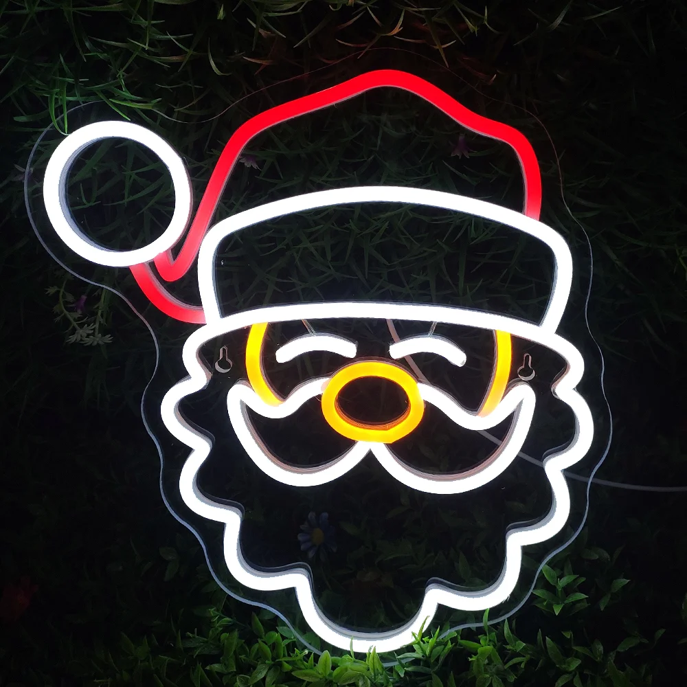 Santa Claus Neon Sign Led Lights Merry Christmas Room Decoration For Navidad Party Bar Bedroom Bar Club Dimmable Art Logo Signs