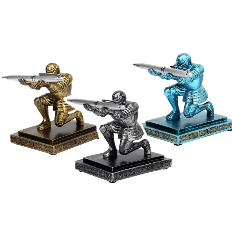 나이트 펜꽂이 이그제큐티브 쉴드 군인 입상 펜슬 스탠드, 사무실 액세서리 펜 스탠드, 데스크 정리함 연필꽂이