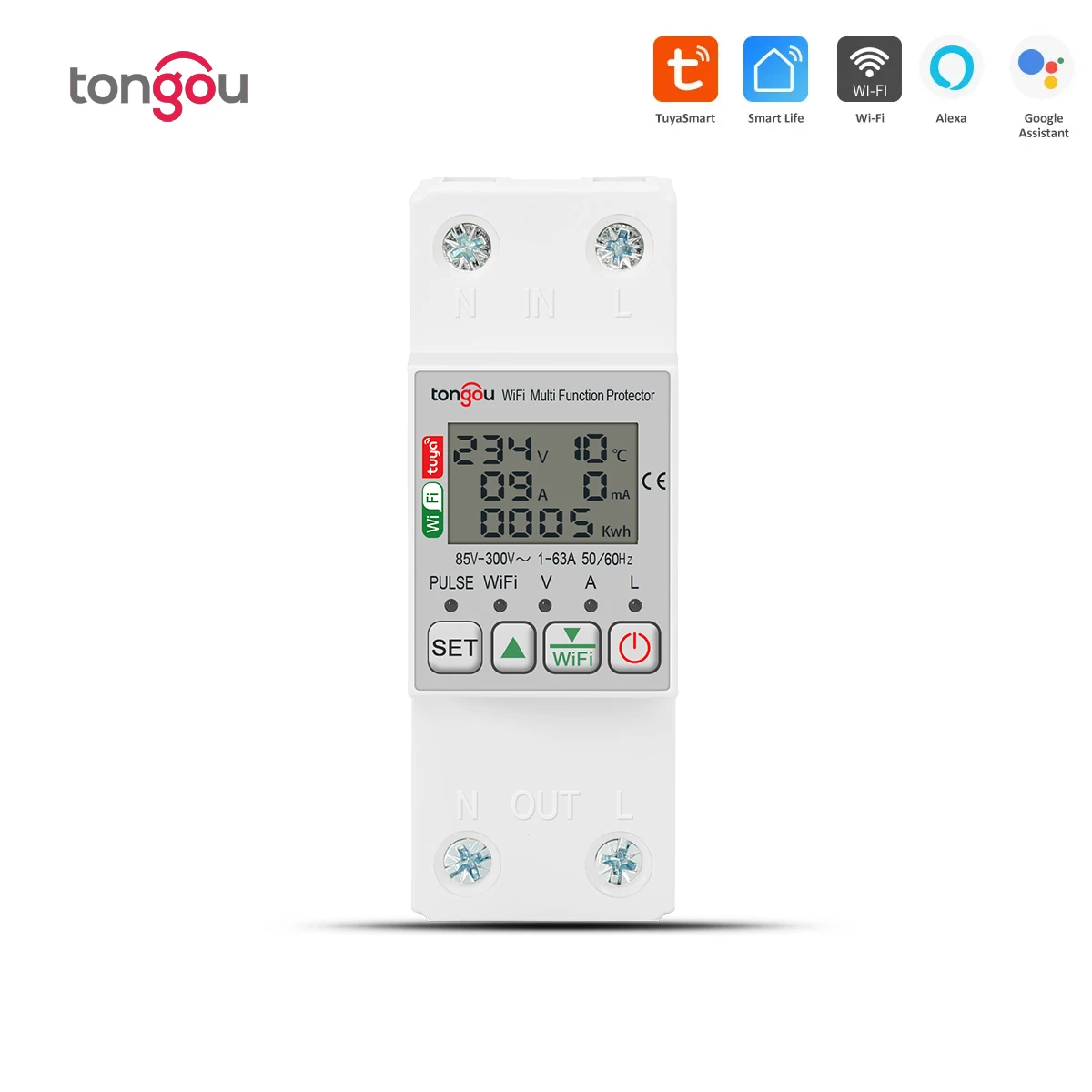 TONGOU 63A 110V 220V smartlife WIFI Energy Meter Kwh Metering switch Timer with voltage current and leakage protection TUYA