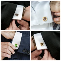 Luxury Cufflinks Man Shirt French Cufflinks For Mens Wedding Sleeve Button Square Cuff Button Men Cuff-link Tie Clip Gold-plated 6