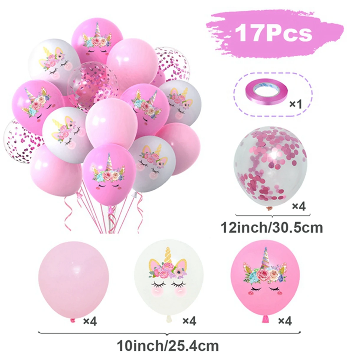בלון לטקס יוניקורן ורוד ערכת יומולדת בנושא יוניקורן לילדים בנות מסיבת רחצה לתינוקות ציוד למסיבת חתונה בלוני קונפטי