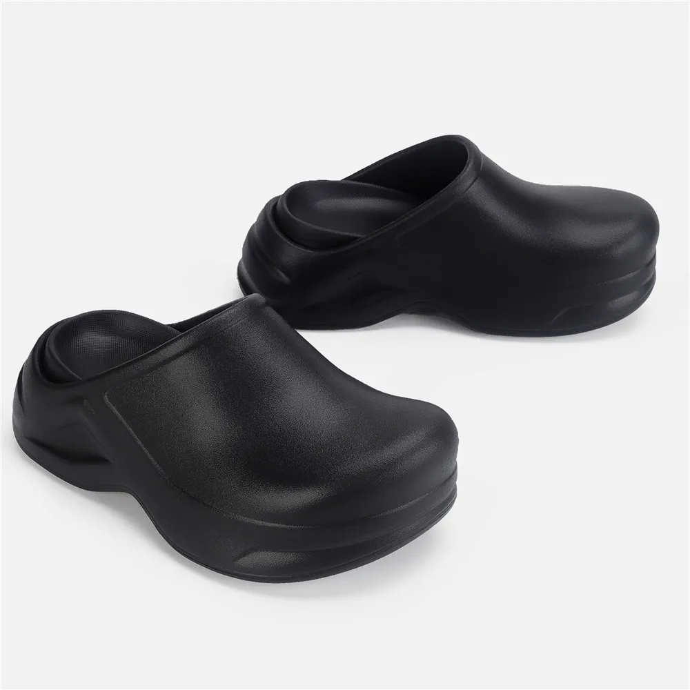 Women Summer Slip-On Non-Slip Slippers for Woman Round Toe Thick Bottom Black Platform Shoes Ladies Flat Comfortable Brand Shoes