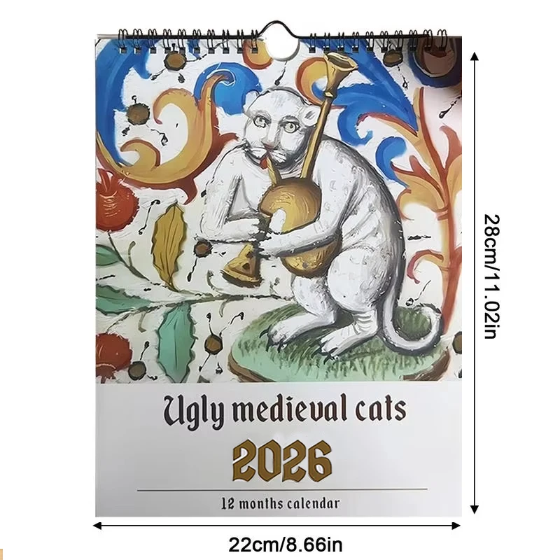 2026 Strange Cat Calendar Whimsical Cat Design Large Font Easy To Read Calendar Decoration For The Entrance Hall And Bedroom