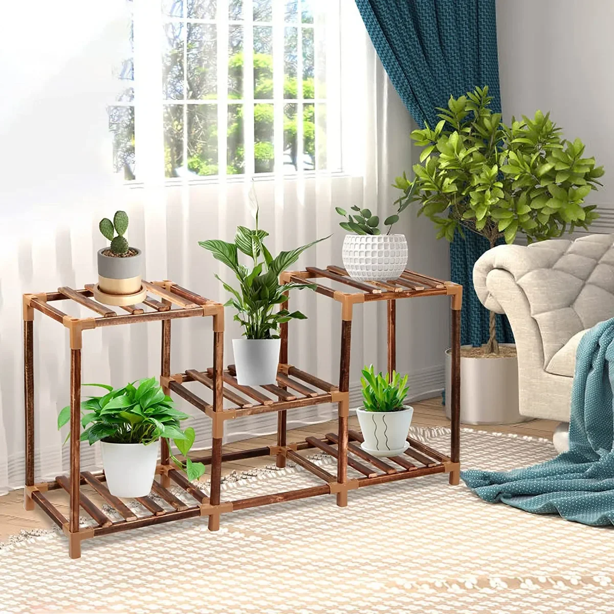 Wooden Flower Shelf 4/5-Shelves Plant Stand