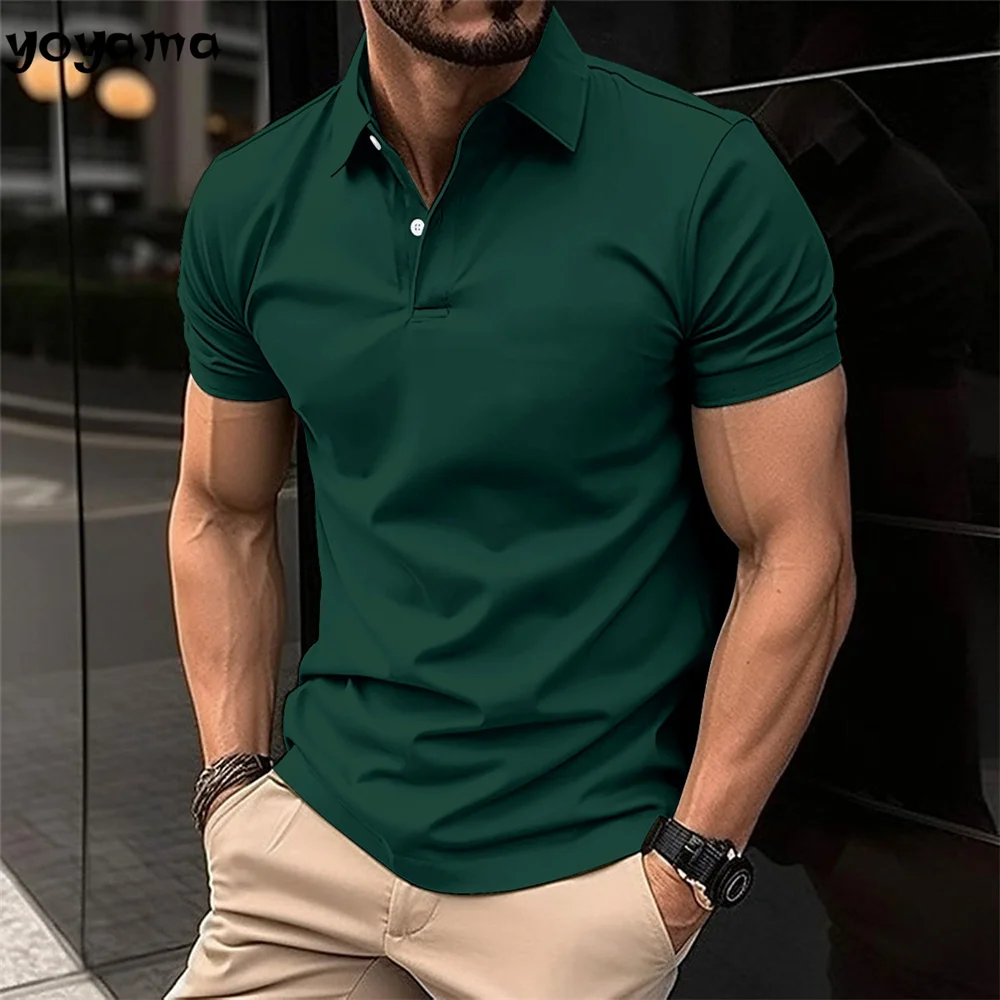 Best-Selling Men's Short-Sleeved Polo Shirt Lapel Button Solid Color Men's T-shirt Summer Casual Comfortable Golf Men's Clothing 3