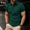 Best-Selling Men's Short-Sleeved Polo Shirt Lapel Button Solid Color Men's T-shirt Summer Casual Comfortable Golf Men's Clothing 3