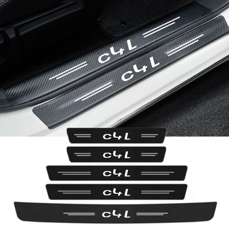 

Car Door Sill Protective Stickers Scuff Plate Rear Trunk Bumper Strips Threshold Decals for Citroen C4L Logo Auto Accessories