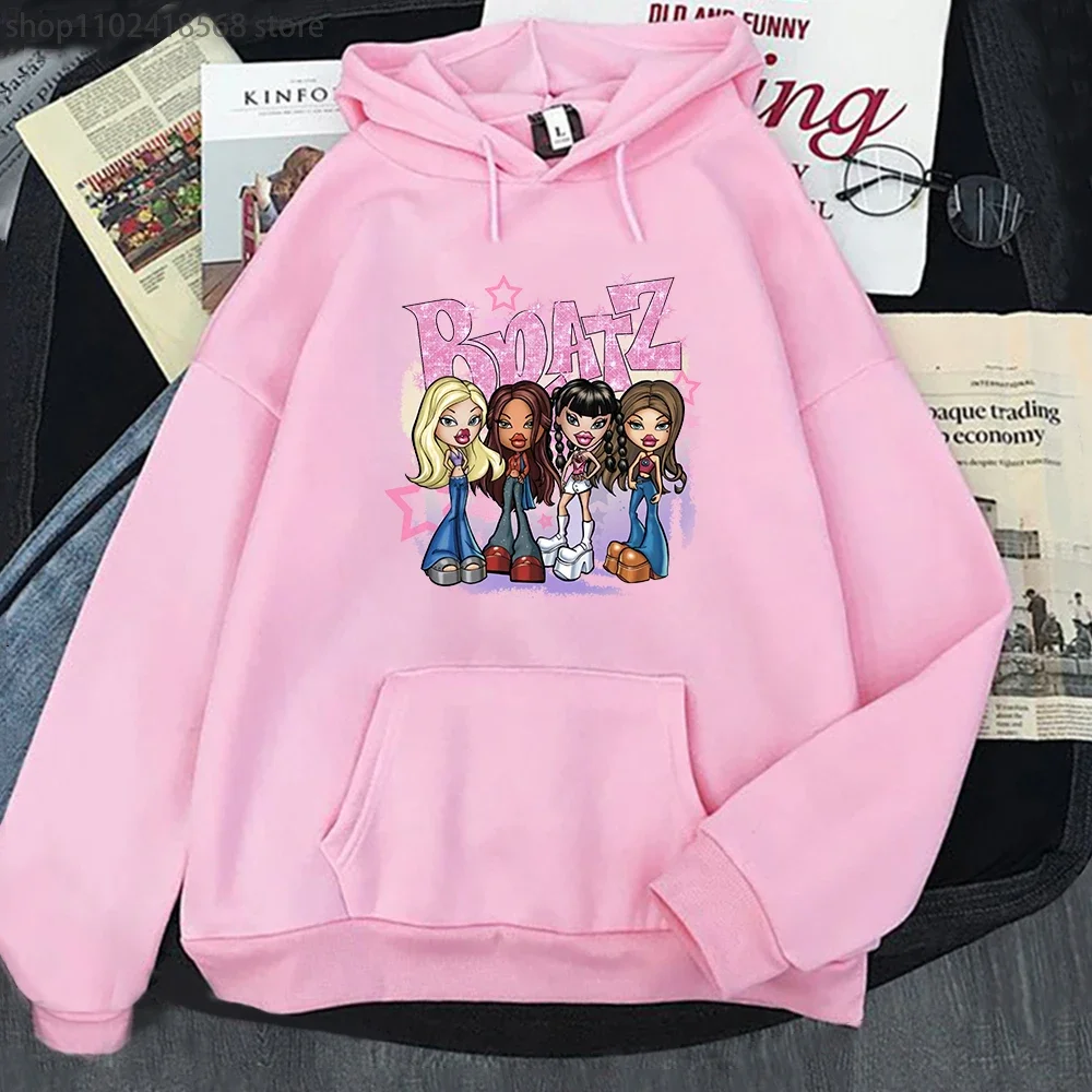 Bratz Letter Girl Sweatshirt with Hooded Womens Sweet Tops Harajuku Fashion Hoodies Casual Long Sleeve Graphic Streetwear Men