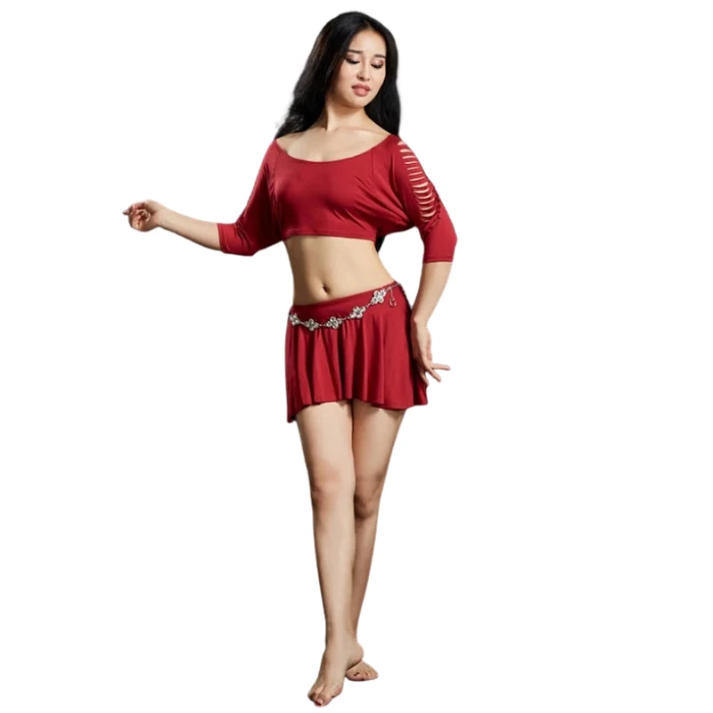 

Женский костюм для танца живота, летний костюм из двух предметов: топ и юбка