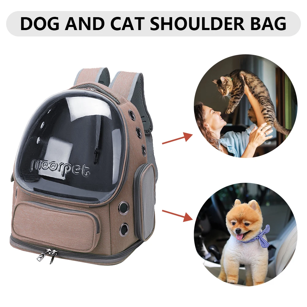 Breathable Cat Dog Backpack Oxford Cloth Pet Cats Carrier Travel Bag Transparent Cover Waterproof Portable Pet Carrier Supplies