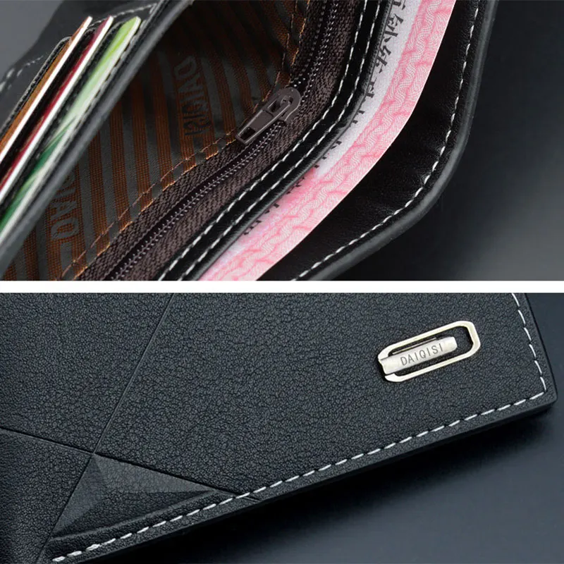 Short Men Wallets Clutch Slim Card Holder Zipper Coin Pocket Mens Print Wallet New Fashion Brand Photo Holder Small Male Purses 6