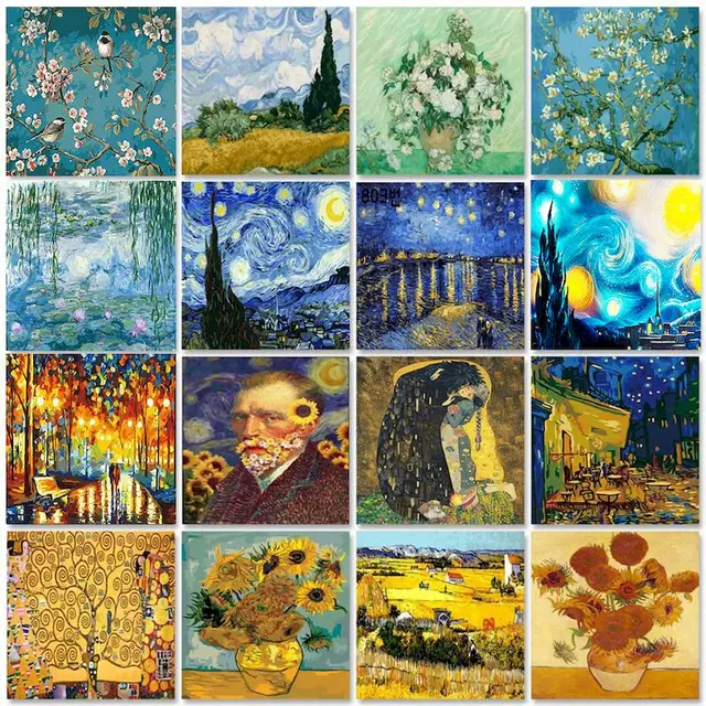 Gatyztoire – peinture par numéros Van Gogh sur toile, Kits de bricolage, peinture acrylique, dessin de figurines de paysage, coloriage par numéros, décoration de maison 1