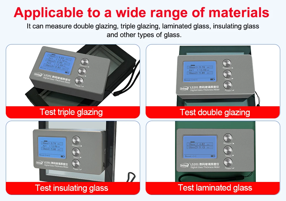 Glass Thickness Gauge Digital Laser Glass Thickness Meter Window Glazing Measuri
