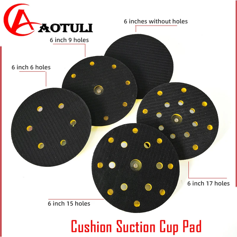 

Cushion Suction Cup Pad 6 inch 6/9/15/17 Hole Flocking Polishing Sanding Discs Hook Loop Plate Sandpaper Holder Sticky Disk