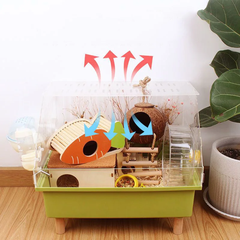 

Hamster Cage Small Animal Hedgehogs Rabbit Guinea Pig Large Villa Swing Stairs Package Supplies Toy Set Acrylic Cage