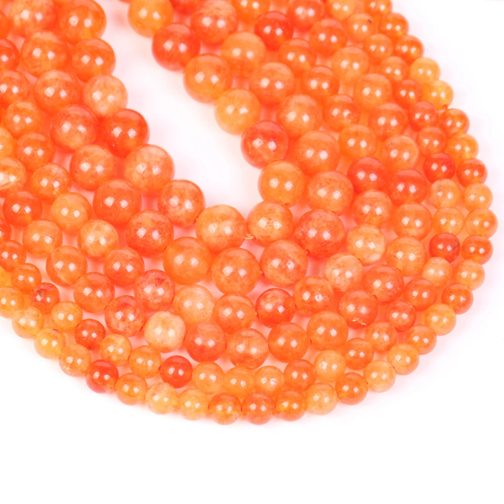 6 8 10mm 천연 돌 구슬 오렌지 Sunstone 스페이서 느슨한 라운드 구슬 보석 만들기 DIY 팔찌  액세서리-Freehip.co.kr