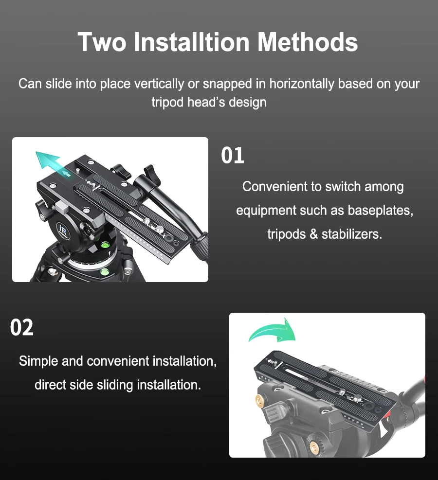 QV160 Quick Release Plate Compatible with Manfrotto 501PL Series Video Fluid Hea