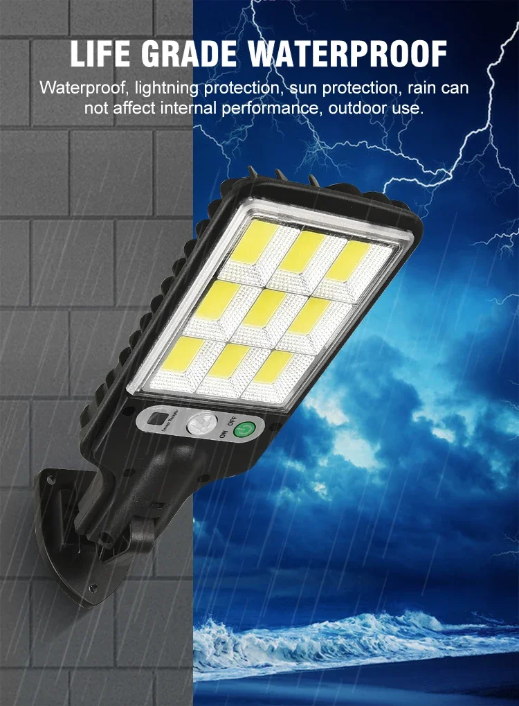 Description Picture 2 of itemSolar Dimmable LED Courtyard Wall Lamp 3 Light Modes Remote Control Human Body Induction Garden Terrace Garage Door Street Lamp
