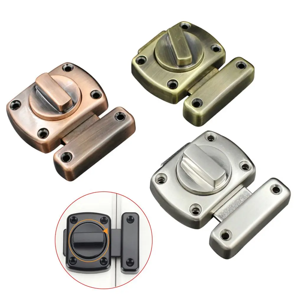Universal Door Latch Gate Latch Home Security Sliding Door Lock Rotatry Switch Zinc Alloy Bolt with Mounting Screws