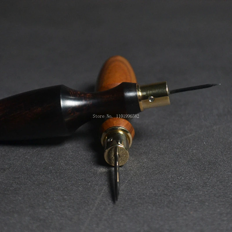 Leather Punch Tool Leather Punching Awl Homemade Handmade Leather Piercing Tools Awl Solid Wood Olive Cone Flat Cone DIY Leather Crafts To Make Through Hole Utensils
