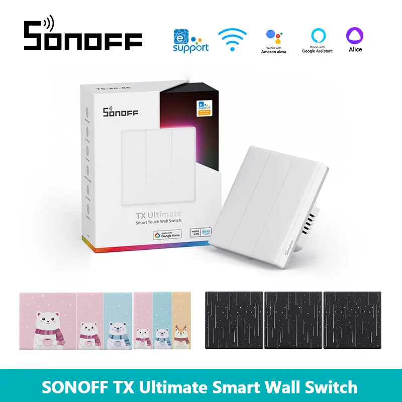 Sonoff T5-86 Wifi Smart Light Switch Smart Switch Eu 1/2/3/4C Touch Wall Panels Smart Home Support Ewelink Alexa Google Home