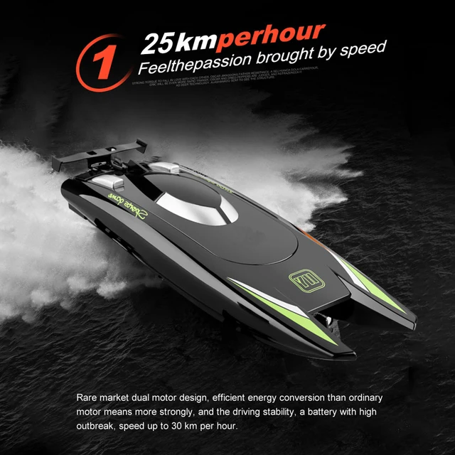 2.4GHz High Speed Racing Boat Waterproof Rechargeable Model Electric Radio Remote Control Speedboat 25km/h RC Speed Boat Model 3