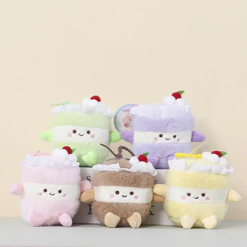 Cute Birthday Cake Plush Pendant Keychain - Creative Cartoon Stuffed Doll Toys Funny Backpack Decoration Perfect Birthday Gifts