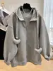 2-300 Pounds Plus Size Premium Hooded Sweatshirt for Women's Spring and Autumn Loose Cardigan Oversized Winter Fleece Jacket 1