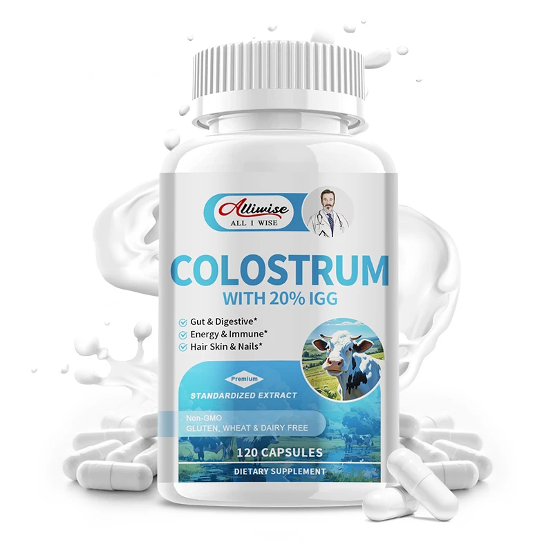 Alliwise colostrum supplement 1000mg Immune Support Intestinal and Digestive Health Hair Nails Skin and Muscle Health