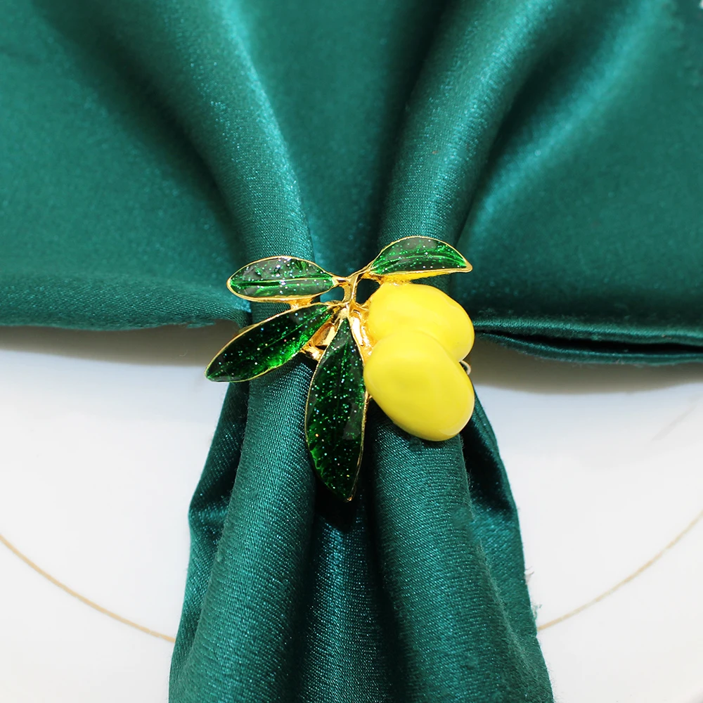 Lemon Napkin Rings Holder 6Pcs for Thanksgiving Christmas Wedding Dinner Holiday Easter Table Decoration HWC100