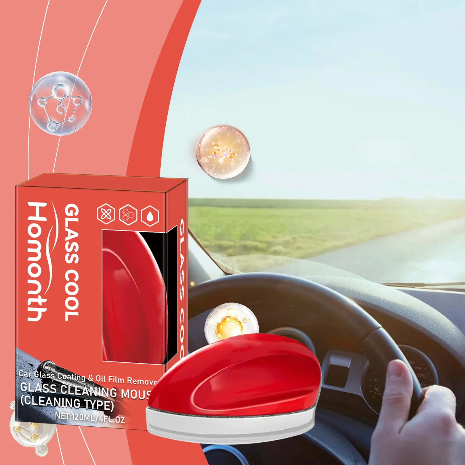 Powerful Windshield Cleaner Oil Film Remover, Car Glass Cleaner for Home & Auto, Water Spot Remover, Ideal for Office Home