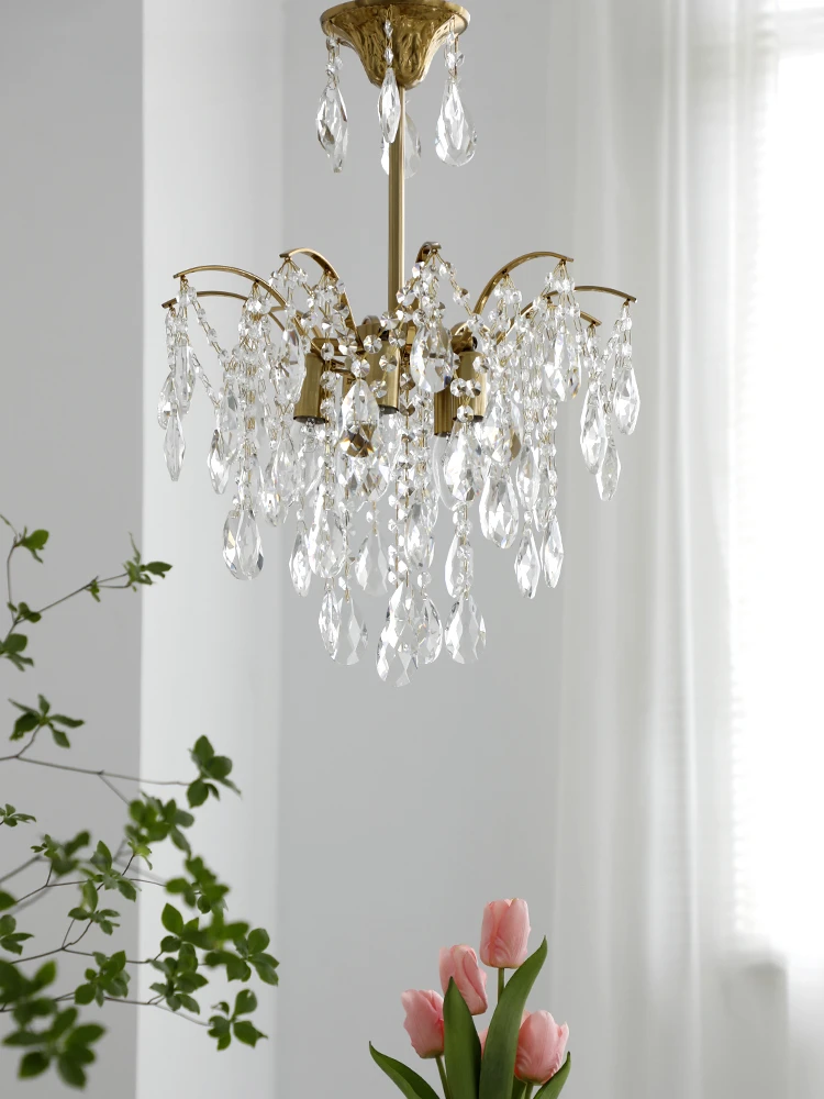 

living room, American antique imitation Italian light luxury lighting fixtures, crystal chandelier