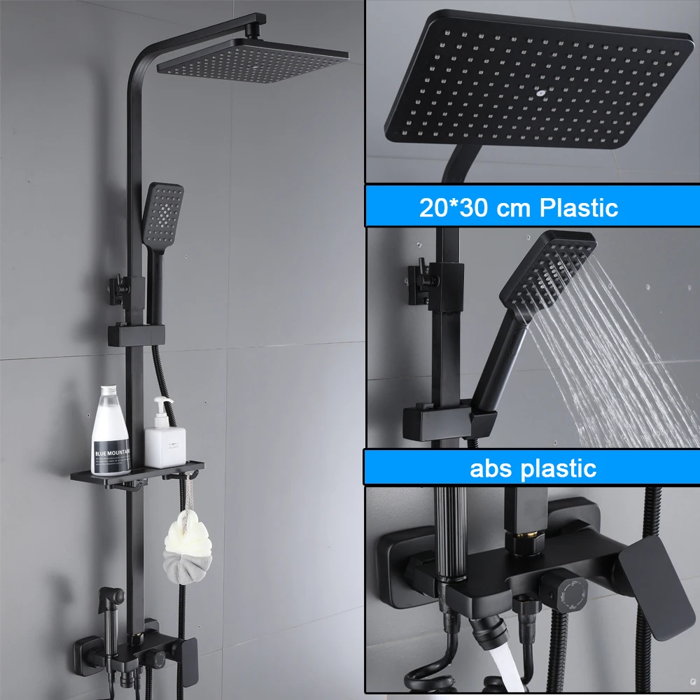 Bathroom Shower Faucet With Shelf Rainfall Bathube Mixer Tap 3-way Function Set 1pc bathroom shower faucet set