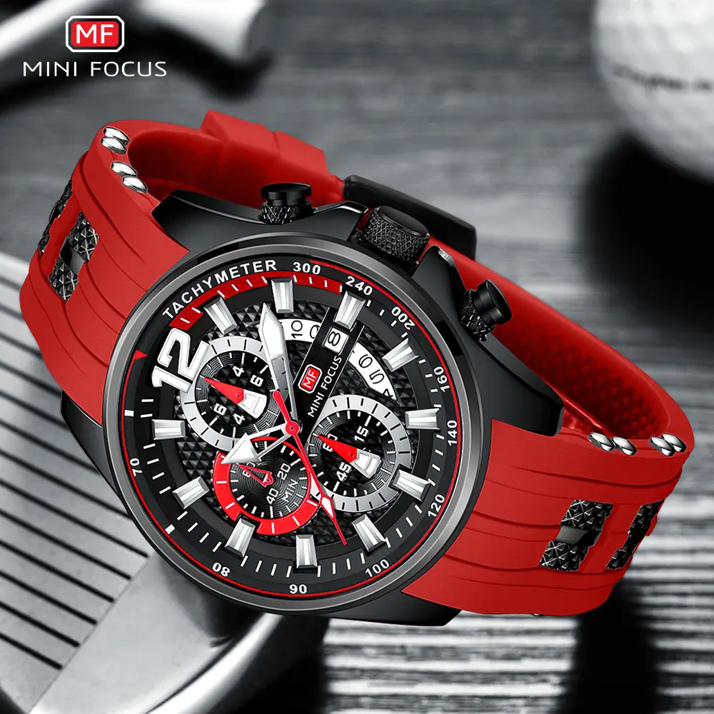 MF Mini Focus Orologio Uomo Cyberpunk – Quadrante Grande 42mm, Movimento Giapponese, Impermeabile, Cinturino In Silicone