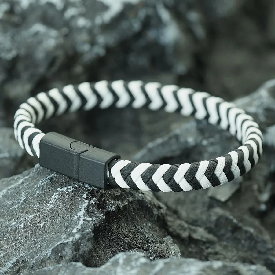 Handwoven Magnetic Buckle PU Leather Men's Bracelet - Adventure Riding Collection