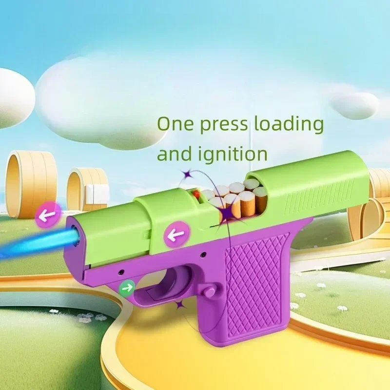 Gun Model Lighter Inflatable Jet Torch Lighters Cigarette Cases for Men butane gas lighter cigarette lighter