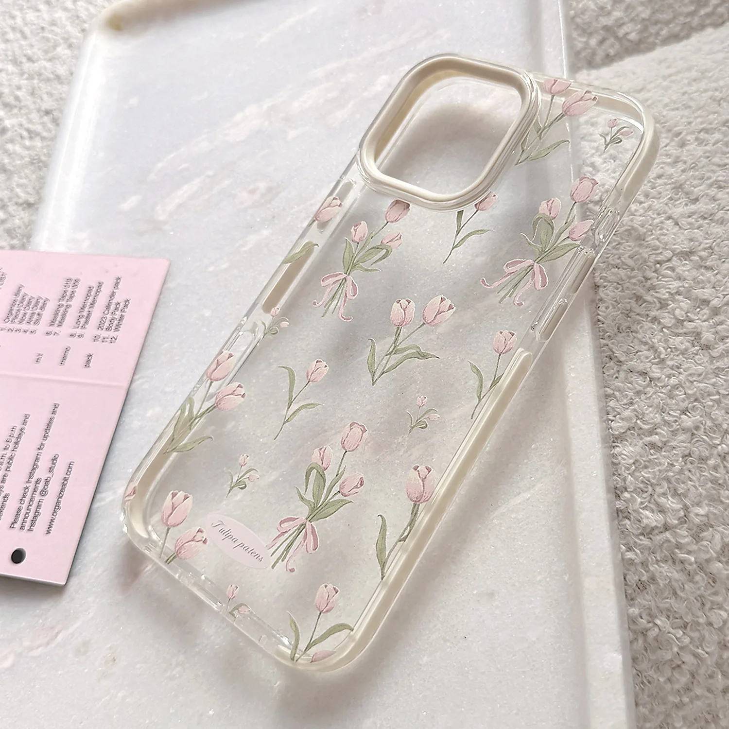 الكورية نمط شفاف كامل الشاشة الوردي توليب غطاء اله...