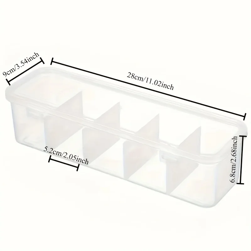 1pc 5-Compartment Clear Plastic Organizer Box,Durable Polypropylene Storage Case for Cables, Batteries,Small Items