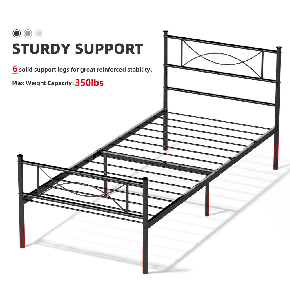 Easytoassemble Metal Bed Frame Twin Platform Bedroom Replacement with