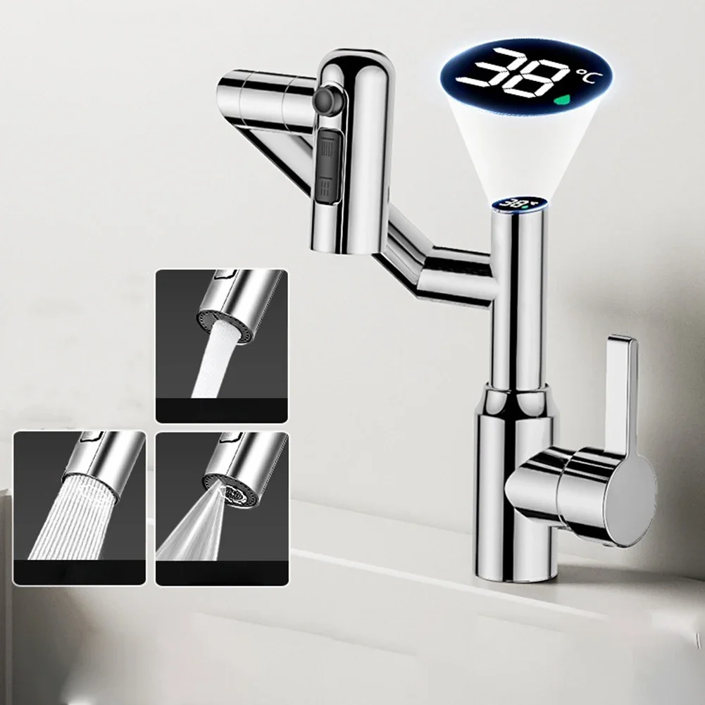 Digital Display LED Bathroom Basin Faucet For 360 Rotation Multifunction Stream Sprayer Hot Cold Water Mixer Sink Tap Bathroom 4