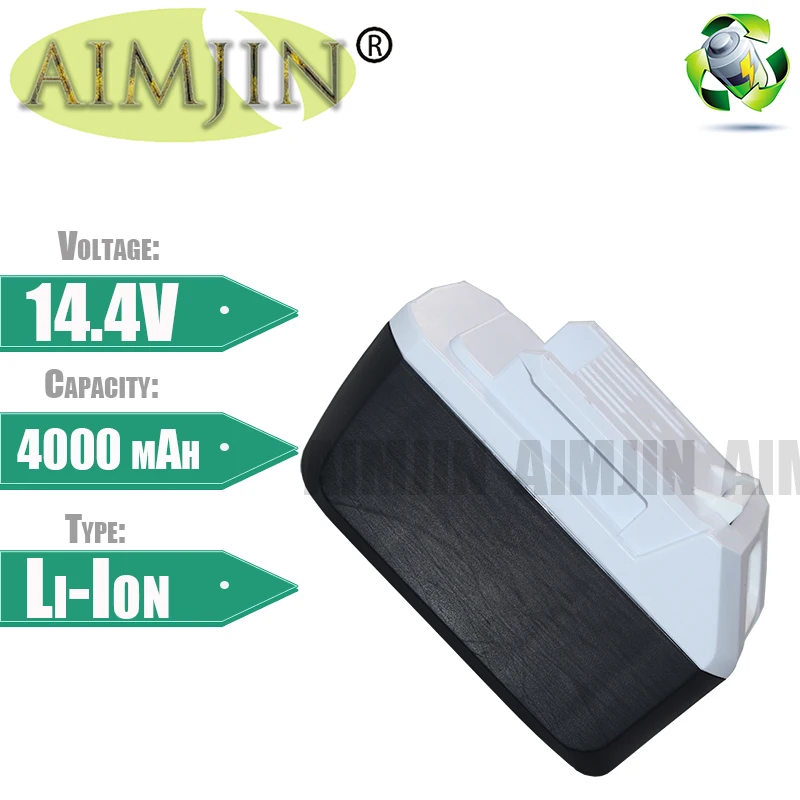 

AIMJIN 14.4V 4000mAh BL1413G Rechargeable Li-Ion Battery For Makita BL1460G DC18WA DMR106 UH480D UH520D UM165D UR140D