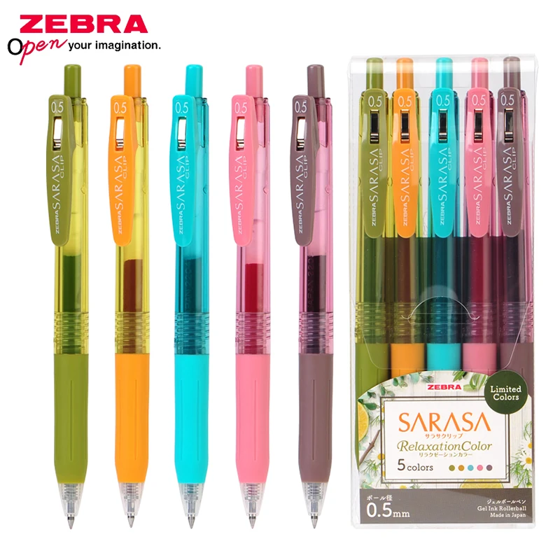 

5 Color/Set ZEBRA SARASA Gel Pen Relaxed Color Limited JJ15 Students Use Color Press Type Water Pen 0.5mm Painting Hand Account