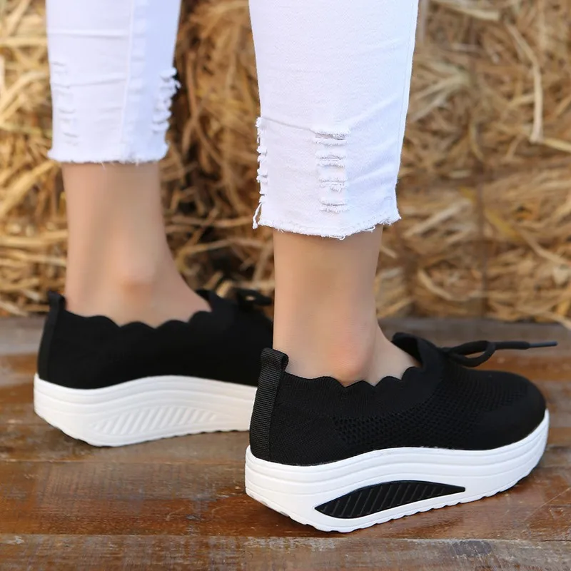 Women's Casual Shoes 2023 Fashion New Mesh Wedge Platform Shoes Outdoor Lightweight Comfortable Thick Sole Sneakers Women