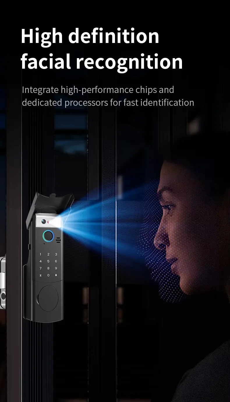 Intercom Face Recognition Tuya Wifi Fingerprint Code RFID Card Smart Lock with D
