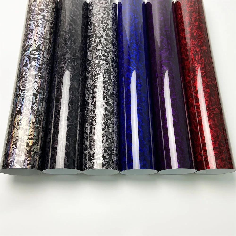 Enhanced Silver Blue Black Forged Carbon Fiber Vinyl Wrap Film with Air Release Technology