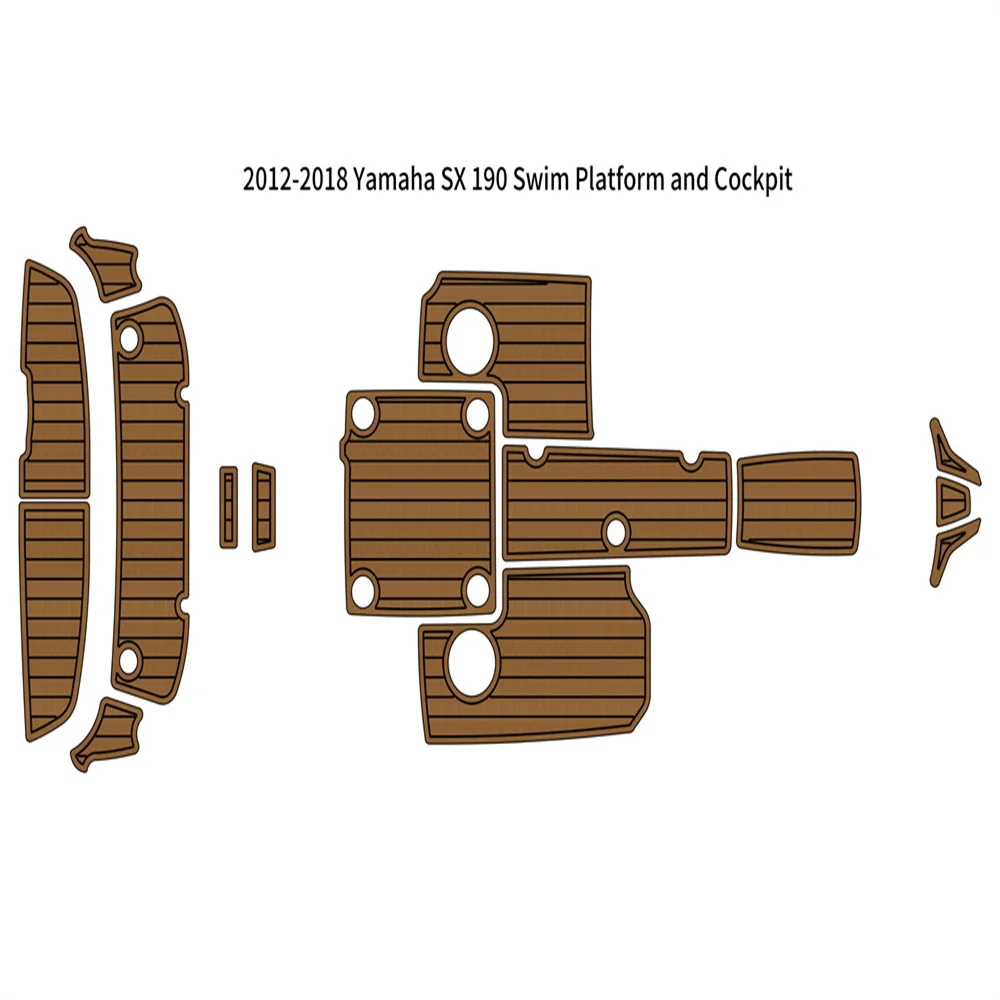 2012-2018 Yamaha SX 190 Swim Platform Cockpit Boat EVA Faux Teak Deck Floor Pad